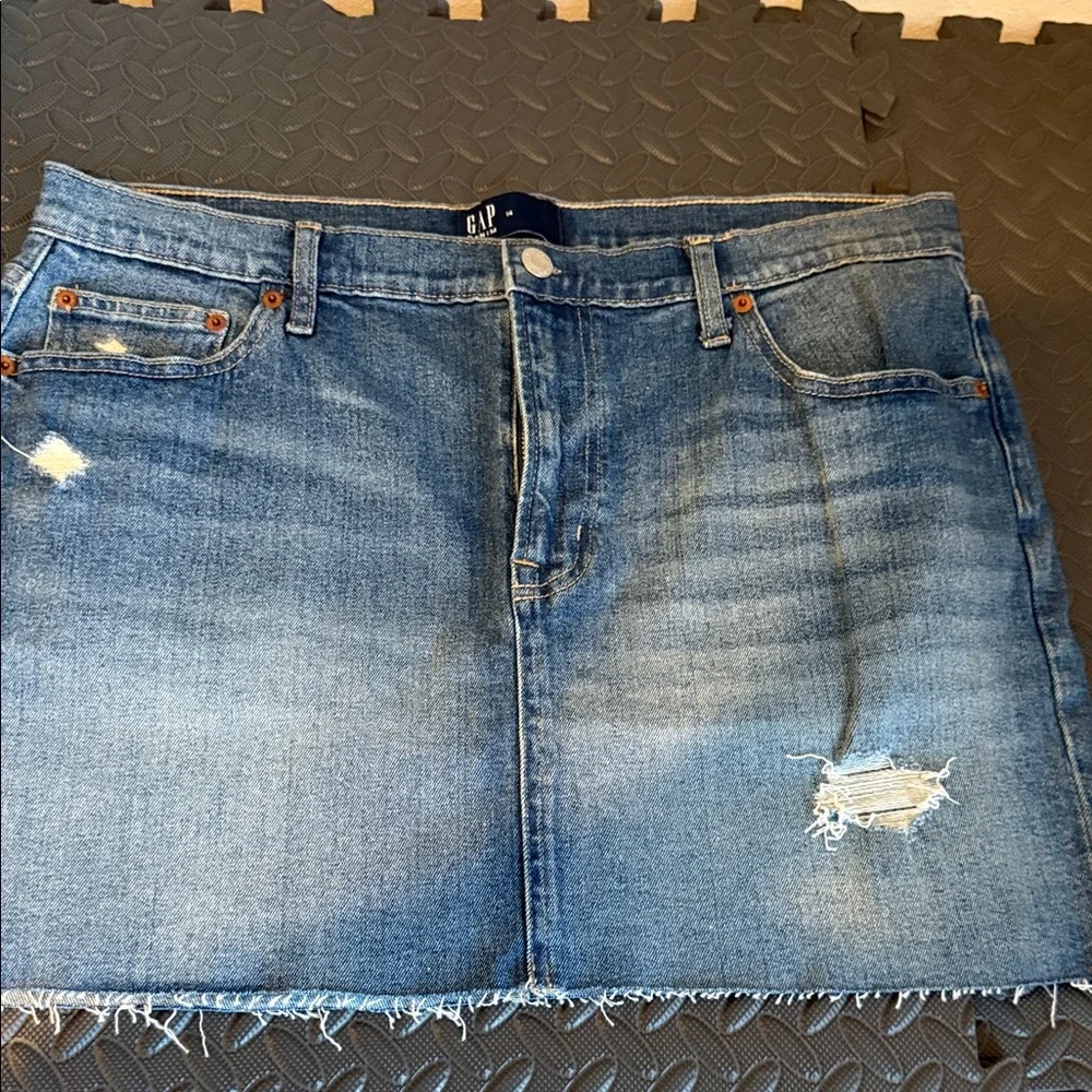 GAP Women's Blue Distressed Mini Skirt - Picture 1 of 5